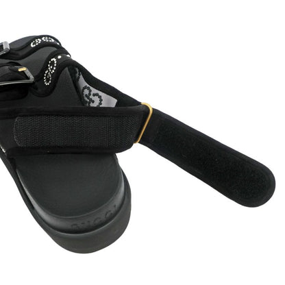 Gucci Sandals Crystal Belt Black 701158 Size 36 GG Logo Mesh Women's