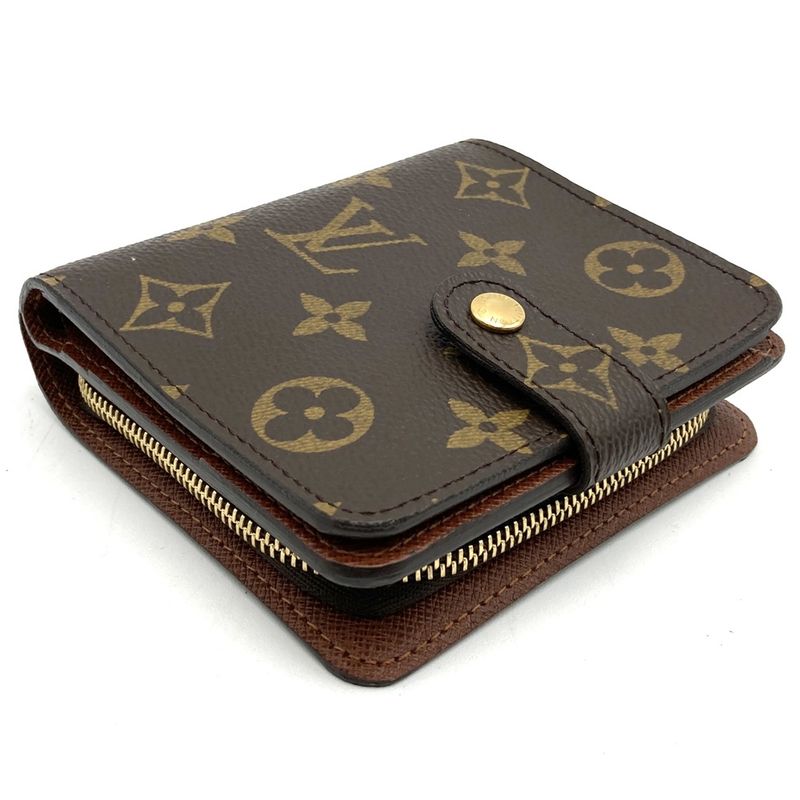 Louis Vuitton M61667 Compact Zip Wallet Brown Monogram Bifold Wallet Ladies Men