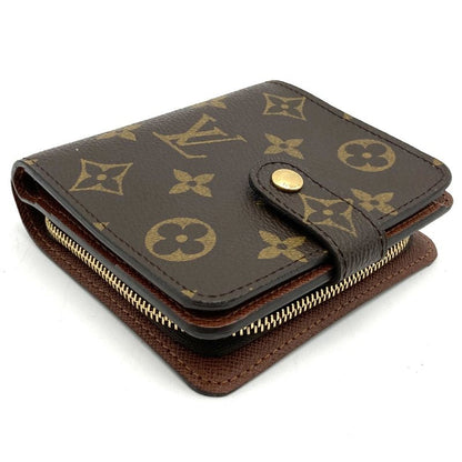 Louis Vuitton M61667 Compact Zip Wallet Brown Monogram Bifold Wallet Ladies Men