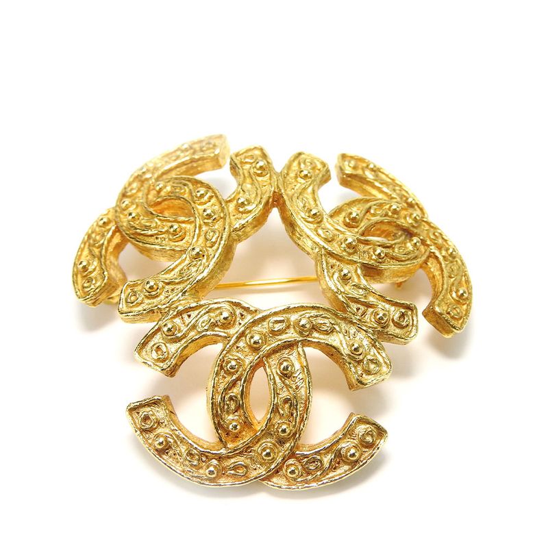 Chanel Brooch Metal Gold Triple Coco Mark Plated Ladies Women Chanel