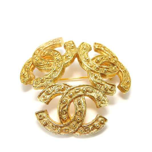 Chanel Brooch Metal Gold Triple Coco Mark Plated Ladies Women Chanel