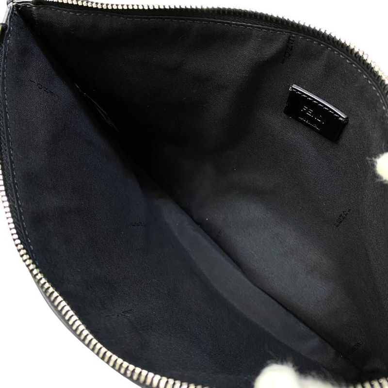 Fendi 7n0078 LOVE Second Bag Clutch Bag Clutch Pochette Leather Black Multicolor
