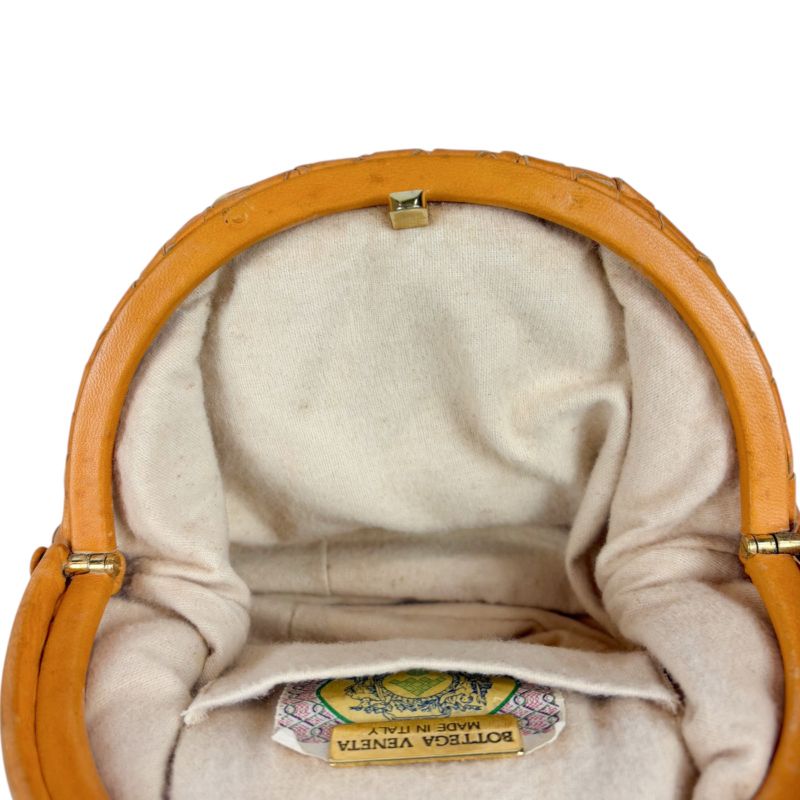 Bottega Veneta Mini Handbag Orange Accessory Pouch Intrecciato Leather Top