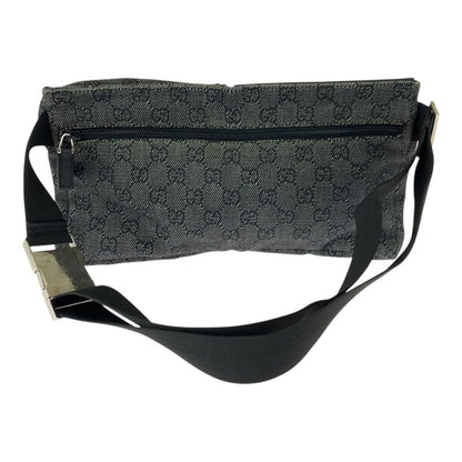 Gucci Black Silver Hardware GG Canvas 23566 Waist Bag Bum Bag Women 505371