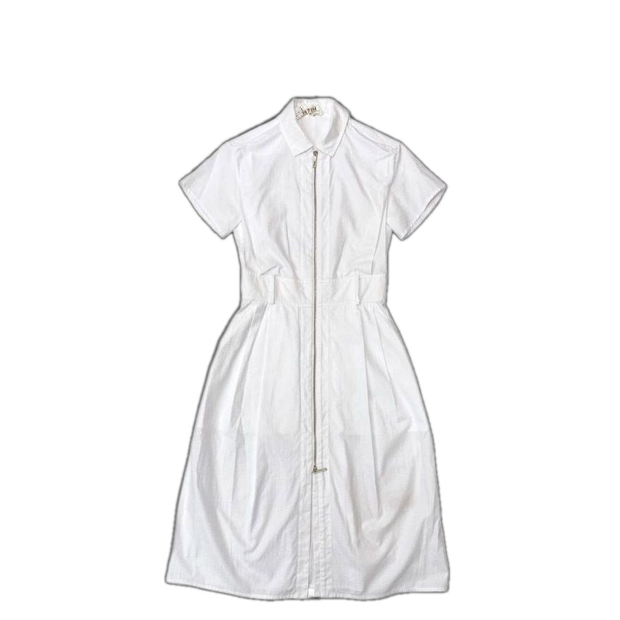 Hermes Zip Dress White Cleaned 34 Cotton