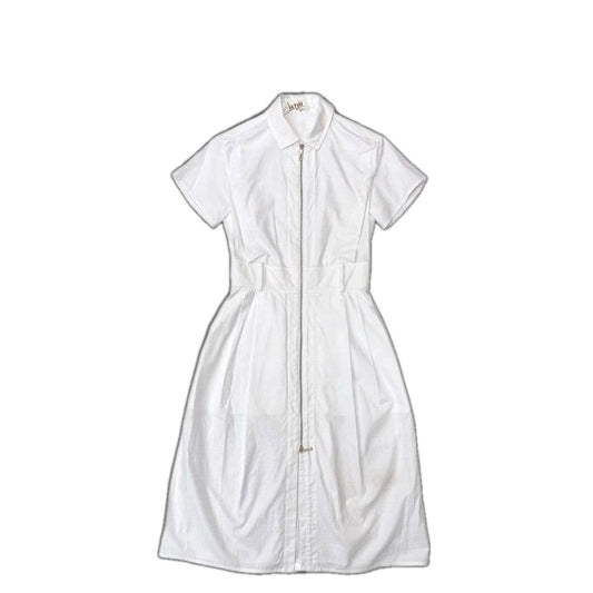 Hermes Zip Dress White Cleaned 34 Cotton