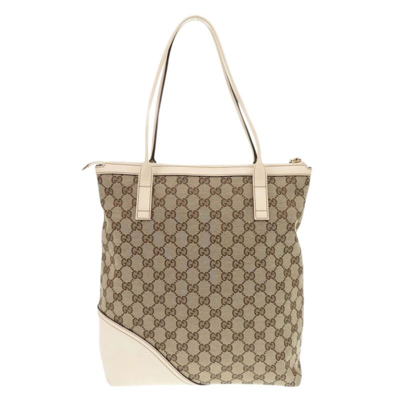 Gucci GG Canvas/leather Beige Tote Bag 1248 Gucci