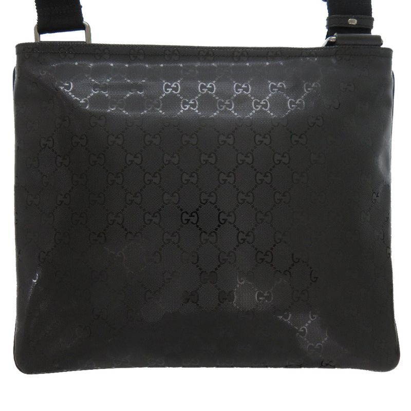 Gucci Imprime 201446 Coated Canvas Leather Black Shoulder Bag Black 1317 Gucci