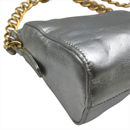 Prada Leather Mini Chain Shoulder Bag Silver Gold