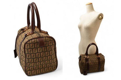 Fendi Bag Mini Boston Bag Fendi Zucca Pattern 8bl068 Khaki Brown