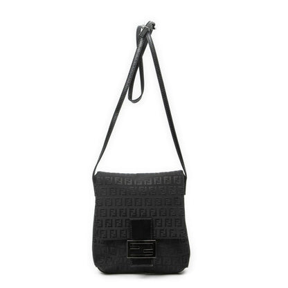 Fendi Small Flap Crossbody Black Zucchino Canvas