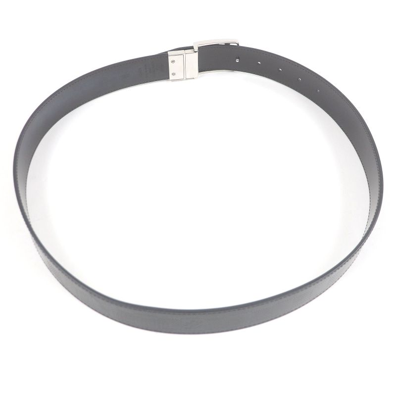 Louis Vuitton M0029 Santure Damier Infini LV Logo Silver Buckle Leather Belt
