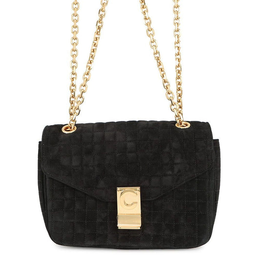 Celine Chain Shoulder Bag C Am Suede Black