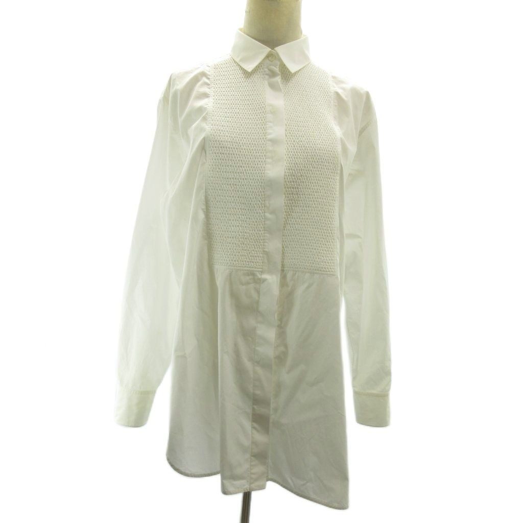 Celine Phoebe Philo Era Tuxedo Shirt Blouse Gathered White 40