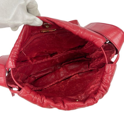 Loewe Drawstring Shape Mini Shoulder Bag Anagram Logo Red Nappa Leather