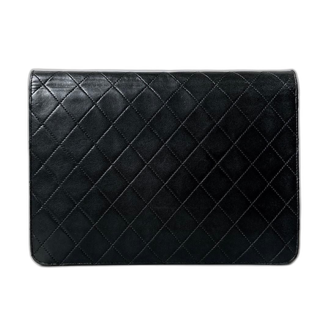 Chanel Quilted Chain Shoulder Bag Black Lambskin — view 2