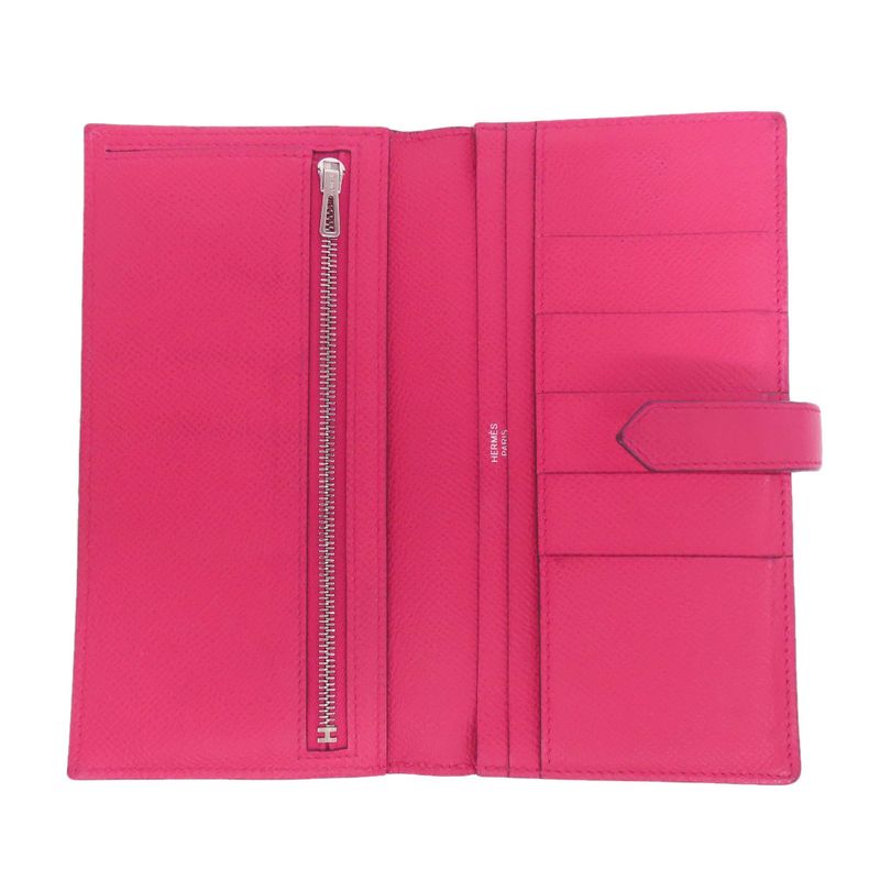 Hermes Bearn Souffle Silver Hardware Long Wallet With Coin Purse Epson Women