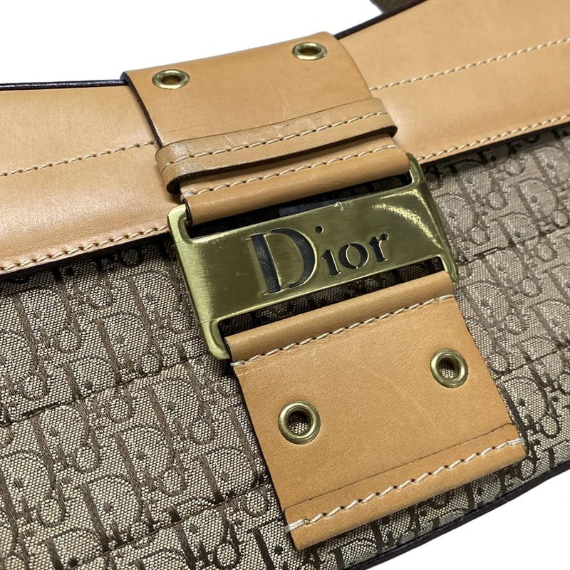 Dior/christian Dior Handbag Street Chic Dark Brown And Beige Leather