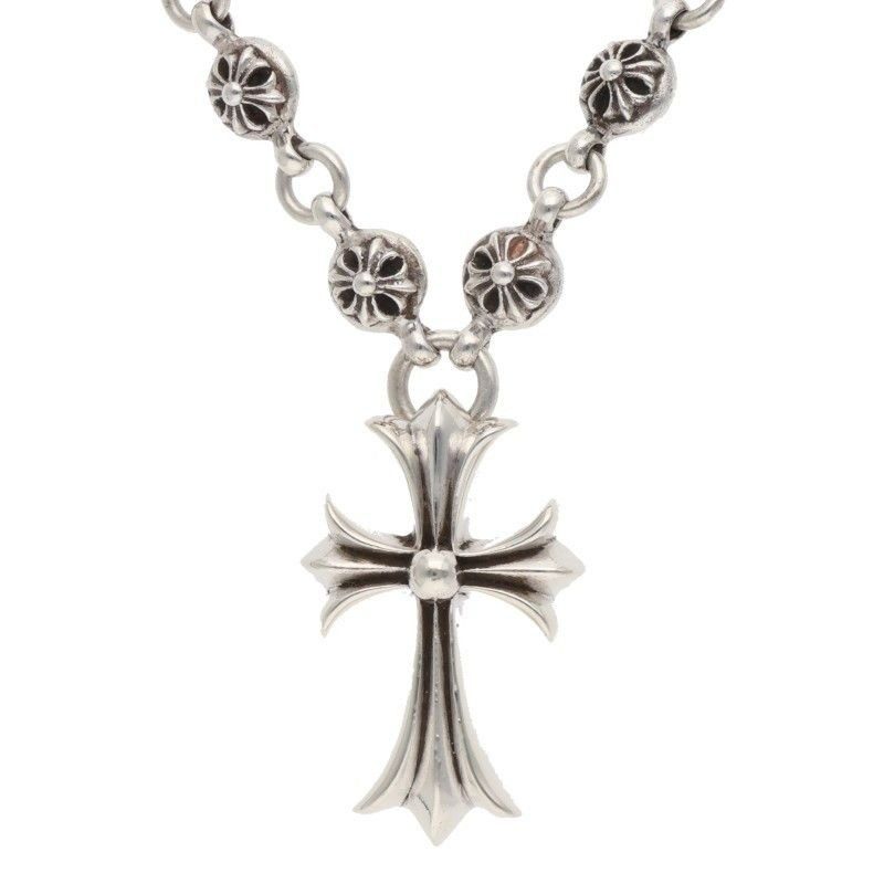 Chrome Hearts 1 Crsbl Chn Sml CH Crs Cross Ball Chain Small CH Silver Necklace