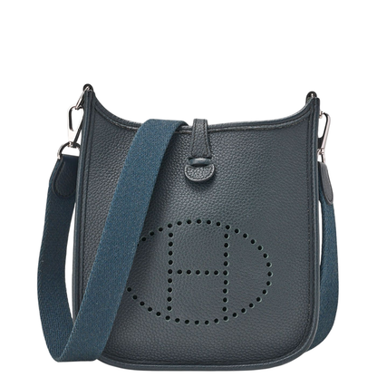 Hermes Evelyn TPM Shoulder Bag Taurillon Clemence Blue Orage (silver Hardware)