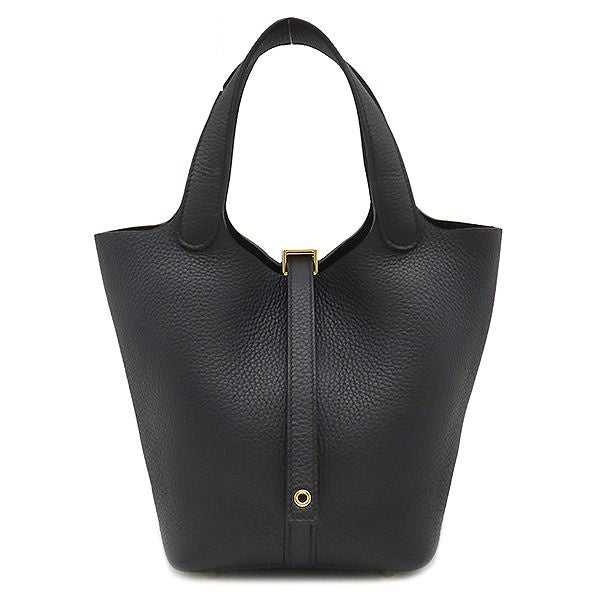 Hermes Handbag Picotin Lock 18 PM Taurillon Clemence Black Gold