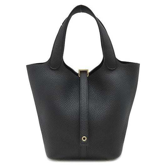 Hermes Handbag Picotin Lock 18 PM Taurillon Clemence Black Gold