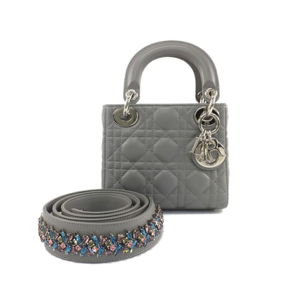 Dior Mini Gray Cannage Stitch Shoulder Strap Lambskin Bag