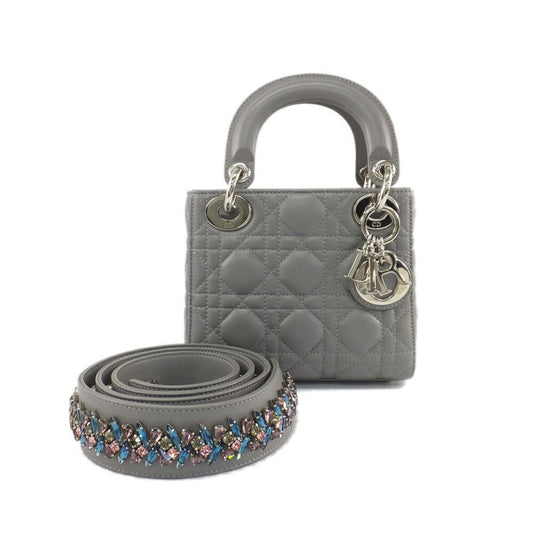 Dior Mini Gray Cannage Stitch Shoulder Strap Lambskin Bag