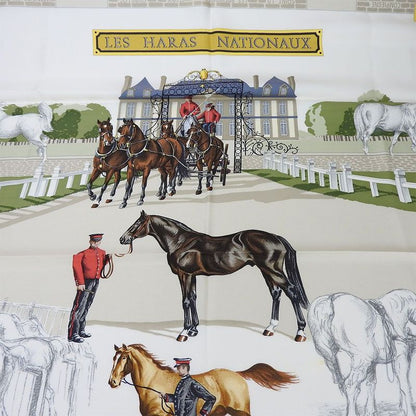 Hermes Scarf Carre90 100% Silk LES Haras Nationaux National Stallion Breeding