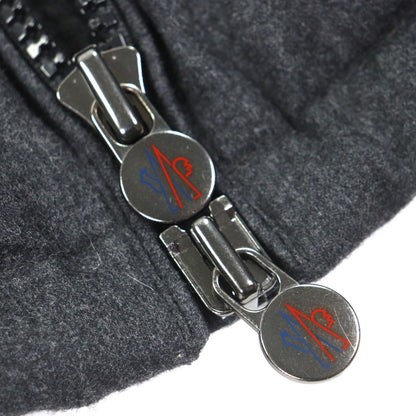 Moncler Montgenevre Wool with Logo Patch Hooded Double Zip Up Jacket Dark Gray — view 7