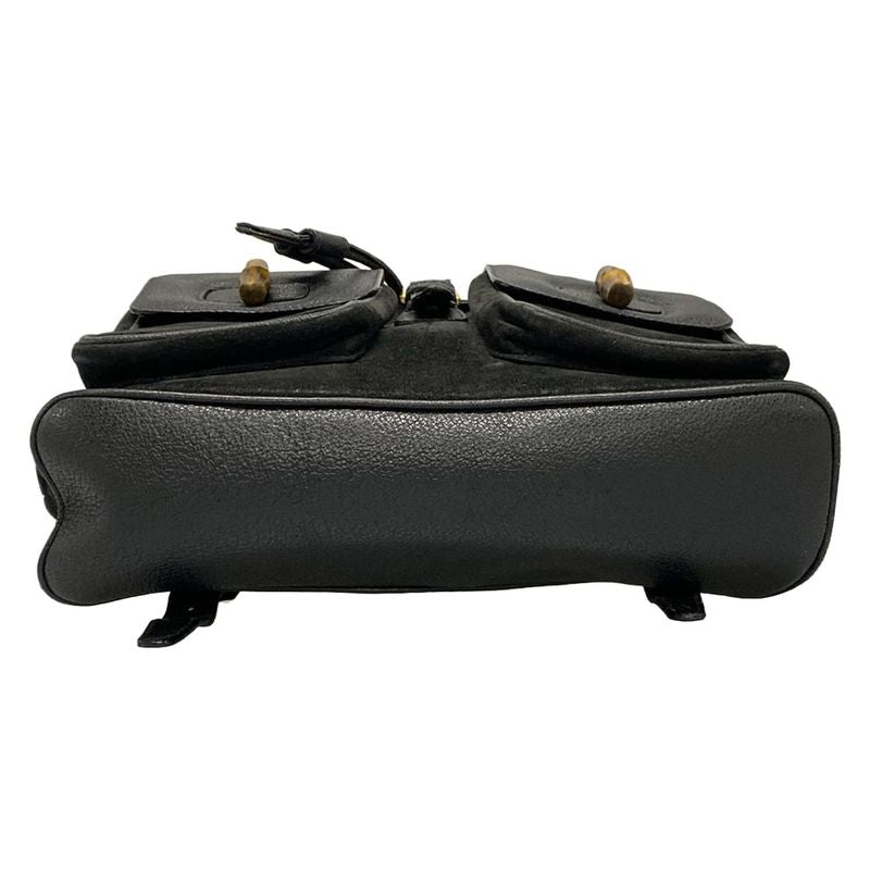 Gucci Backpack Sac Bamboo 32058 Black Leather