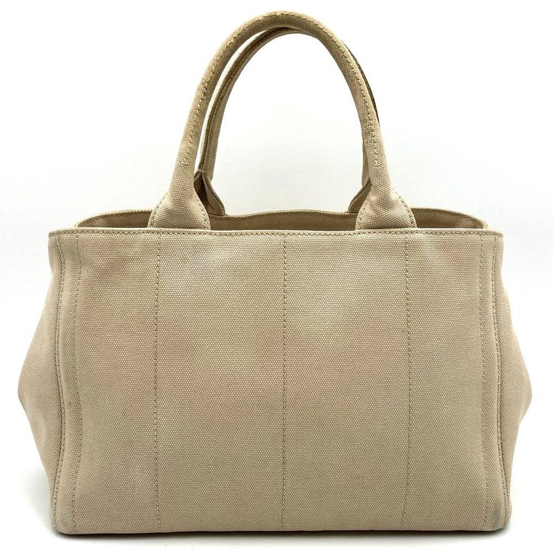 Prada Canapa Bijoux Tote Handbag Studded Canvas Beige Ivory Women's
