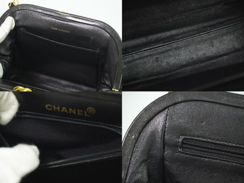 Authentic Chanel Coco Mark Matelasse Chain Shoulder Bag Pochette Lambskin