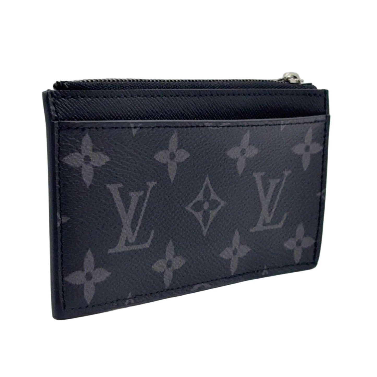 Louis Vuitton Coin Card Holder Monogram Eclipse Leather Gray Black Case Silver — view 2