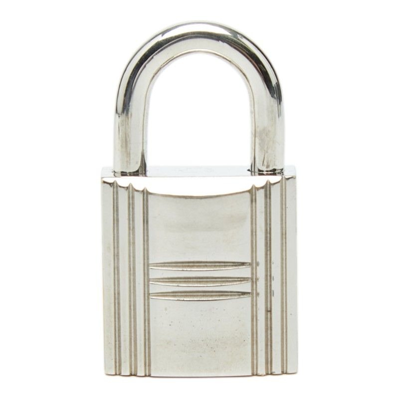 Hermes Cadena Padlock Key Set Silver Metal Holder