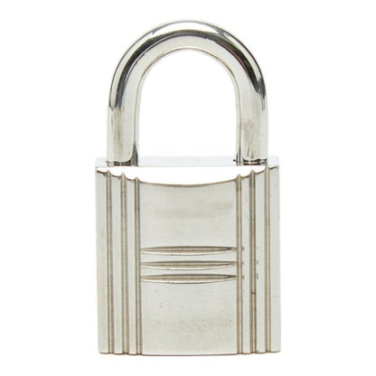 Hermes Cadena Padlock Key Set Silver Metal Holder