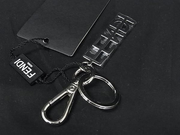 Fendi Key Holder Key Ring Bag Charm Women's Men's Silver Fr1687