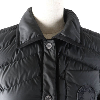Hermes 23AW 3h0185da Quilted Overshirt Down Jacket With Crude Cell Patch Black