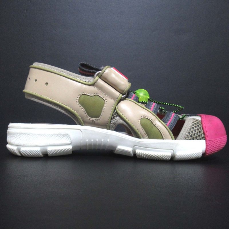 Gucci Mesh Velcro Sandals 570440 Size 34 Beige Multicolor Women Used