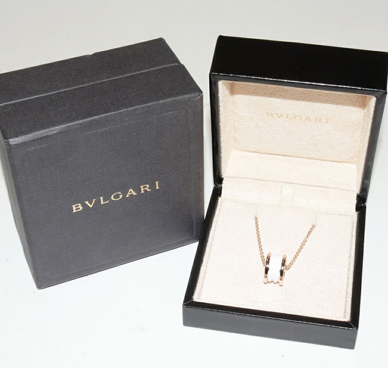 Bulgari Pendant Necklace 18K Pink Gold White Ceramic Bzero1 Pendant Necklace