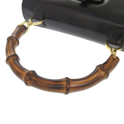 Gucci Bamboo Turnlock Vintage Leather Black Handbag Black 0715 Gucci