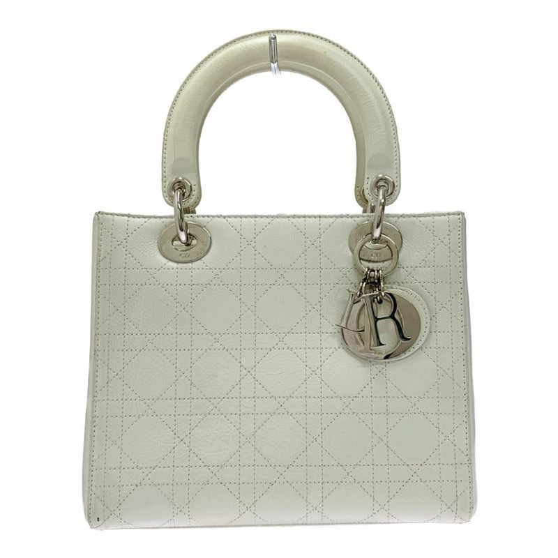 Dior Lady Lambskin Cannage 2way Handbag White