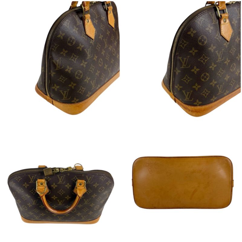 Louis Vuitton Alma Monogram Leather Handbag Mini Tote Bag Brown