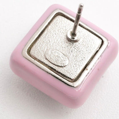 Chanel Earrings Earring Silver Pink Coco Mark Square