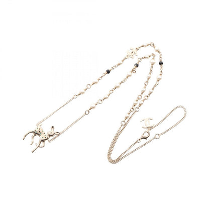 Chanel Necklace Earrings CC Logo Bambi Gold White Green — view 3