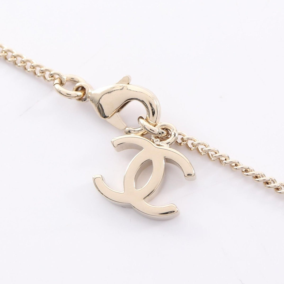Chanel Necklace Earrings CC Logo Bambi Gold White Green — view 4