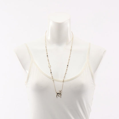 Chanel Necklace Earrings Gift CC Logo Bambi Gold White Green — view 6