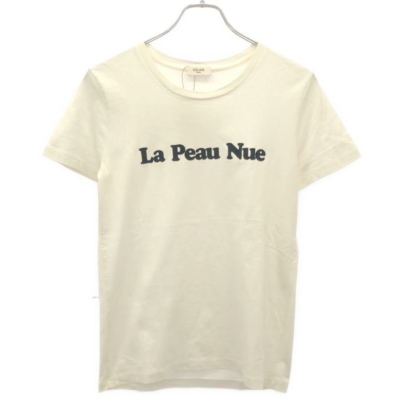 Celine LA Peau Nue Flocked T-Shirt 2 Q White XS