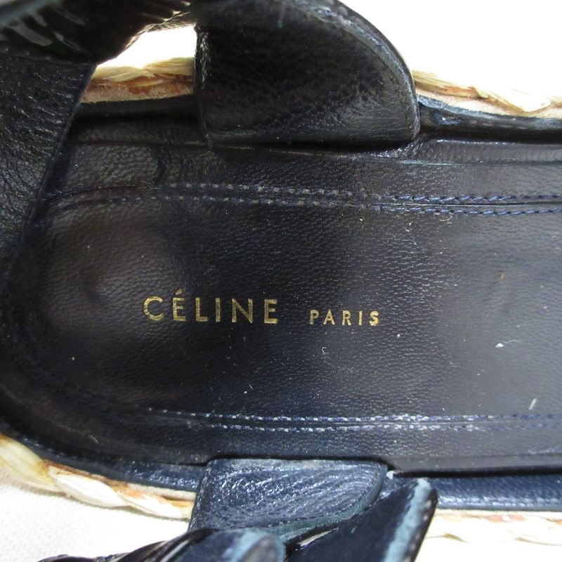 Celine Espadrille Platform Sandals 37 Equivalent to 23.5cm (9.25in) Black Navy