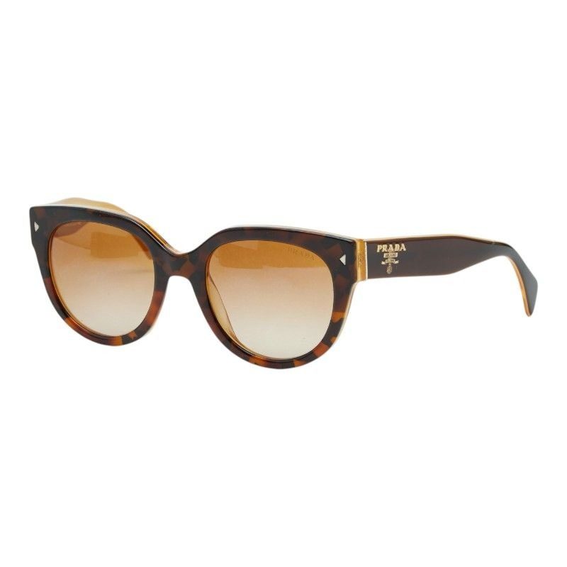 Prada Logo Cat Eye Sunglasses Brown Yellow Acetate Eyewear
